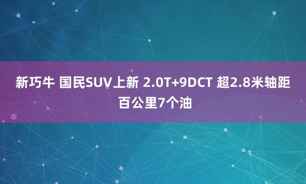 新巧牛 国民SUV上新 2.0T+9DCT 超2.8米轴距 百公里7个油